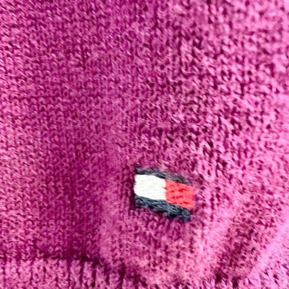 Tommy Hilfiger Womens Polka Dot Purple Sweater V-Neck Long Sleeve Size Medium - Picture 3 of 10